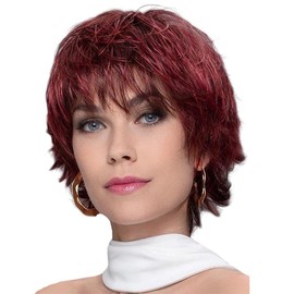 Burgundy Short Wigs for Women, Puffy Classic Design Burgundy Pixie Cut Wigs with Bangs, Heat Resistant Fibers Are Not Easy To Deform Burgundy Short Cut Wigs Are Suitable for Women's Daily Use Wigs