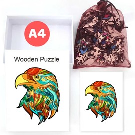 Home Melody Wooden Eagle Puzzle | A4 Size 29.7 x 21 cm | 180+ Pieces | Wooden Puzzle Bird Animal in Gift Box | Adults Children's Birthday Boy Girl | Wooden Puzzle Unique Shape