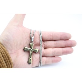 Joddfly Retro Bronze Pendant Stainless Steel Cross Necklace, 24 inches, Standard size, Stainless Steel, No Gemstone