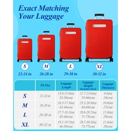 Slohif Luggage Cover for Suitcase Tsa Approved Protector - Luggage Sleeve Large Suit Case Cover Travel Stretch Baggage Case Protective Washable Fit 29-30 Inch Red