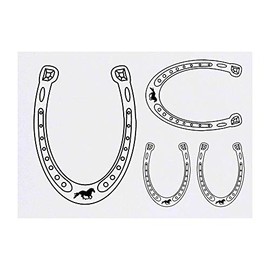 4 x 'Horseshoe' Temporary Tattoos - Water Resistant, Skin-Safe, Non-Toxic Transfers, Mixed Sizes (TO00037539)