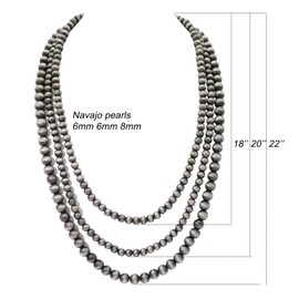 Western Metallic Navajo Pearl Choker Necklace For Women Multi Layer Turquoise Beaded Boho Chic Statement Necklace Southwestern (Navajo Pearl)