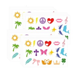 340pcs Tanning Sunbathing Stickers Self Adhesive Colorful Heart Lips Dolphin Butterfly Bow Sticker Tanning Bed Decals for Summer Beach Outdoor Indoor Salon Party Supplies