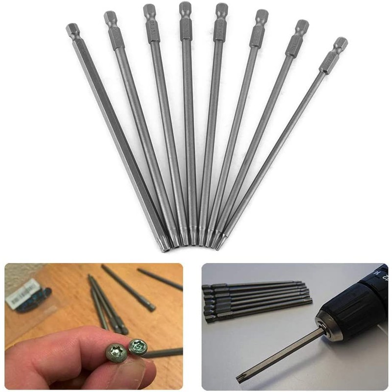 Bestgle 8 Pcs Long Torx Screwdriver Bit Set 1/4 Inch