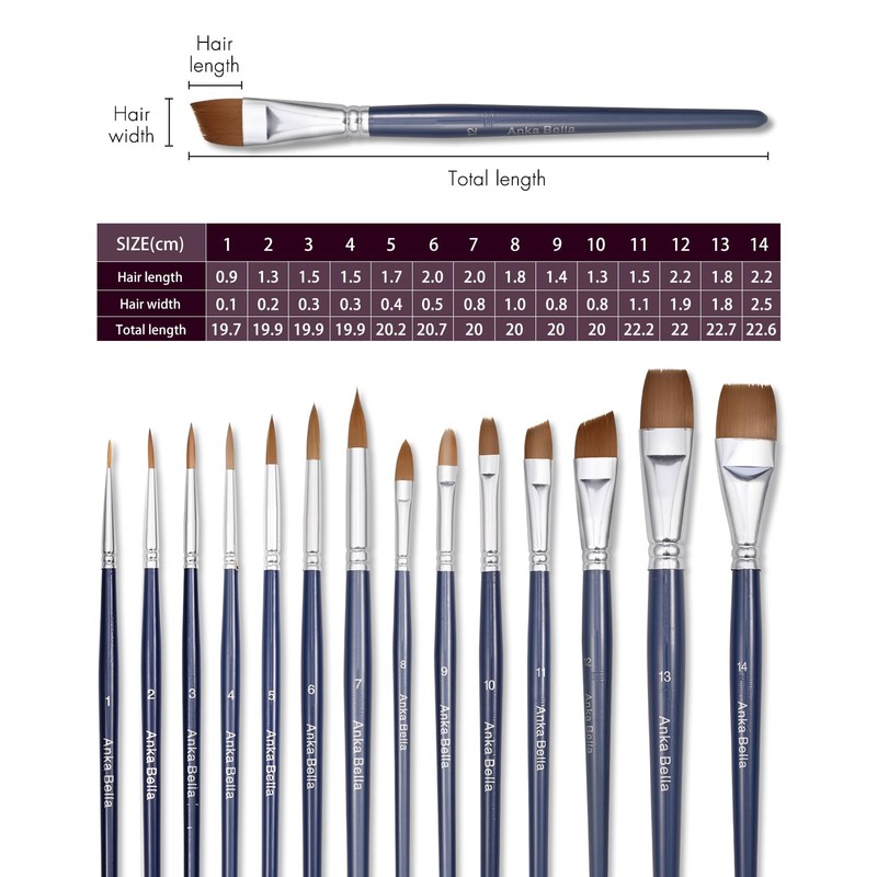 Anka Bella Professional Pre-Quality Face Paint Brushes Set,Including 14pcs Different