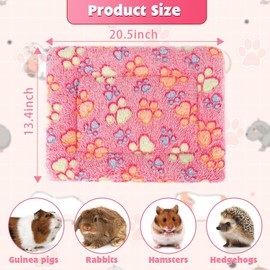 YUEPET 5 Pack Warm Guinea Pig Bed Pads Soft Guinea Pig Sleeping Mats Washable Small Animal Bedding Cage Liners for Indoor Bunny Hamster Squirrel Hedgehog Chinchilla Ferret Paw Pattern（20.5''*13.4''）
