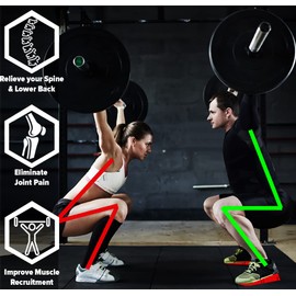Squat Wedge (Pair) - Optimize Squatting Form and Improve Strength & Size - Squat Ramp for Better Squats Mechanics for Barbell, Dumbbell and Bodyweight (Black)