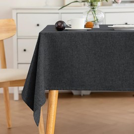 Kinberry Waterproof Wipe Clean Rectangular Tablecloth - Deep Grey 140x200cm, Durable Polyester Table Cover for Parties, Home, Indoor and Outdoor Use, 1 Pack