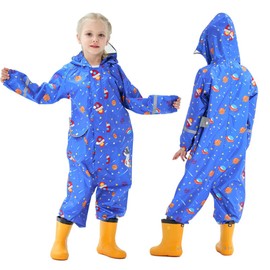 Toddler Rain Suit With Hood - Waterproof Coverall One Piece for Baby and Kids (1-9 Years)
