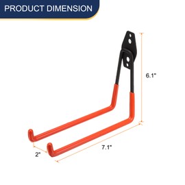 HARFINGTON 6pcs Garage Storage Hook 7.1" x 6.1" Metal Wall Mount Hanger Organizer Utility Garage Hook for Hanging Shed Ladder Chair Garden Lawn Tools Bikes Bulky Items, Orange