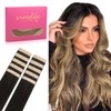 Wennalife Tape-In Real Hair Extensions, Dark Brown to Chestnut Brown