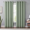 Melodieux Green Linen Blackout Curtains 63 Inch Length for Bedroom,
