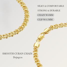 Dejngczs 14K Gold Chain for Mens Chunky Cuban Link Chains for Men 14K Gold Necklaces for Womens Chain Necklace Men Mystery and Unique Dainty Golden Necklace for Women Non Tarnish 16-24IN (22in)