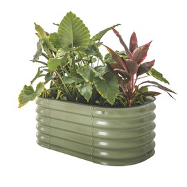 Vego garden 17" Tall Kids First Garden Bed 42" x 24" Raised Planter Box Outdoor Metal Galvanized Gardening Bed for Vegetables Herb & Flower, Olive Green