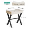IBUYKE U-Shaped Linen Vanity Stool, Square Makeup Chair with X-Leg,
