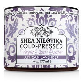 Shea Terra Organics 100% Organic Cold-Pressed Virgin Shea Butter – S. African Lavender | Natural Anti-Aging Daily Skin, Nails & Hair Cream to Soften & Rejuvenate Skin & Reduce Stretch Marks – 6 oz