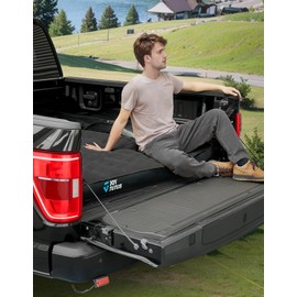 JOYTUTUS Truck Bed Air Mattress for 5.5-5.8Ft, Compact Regular Beds for Pickup Outdoor Camping, Truck Tent Accessories with Carry Bag & Cup Holder & Cavity Design, Black