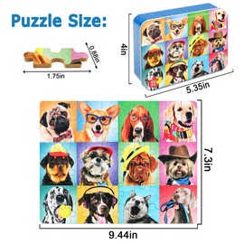 LELEMON Puzzles for Kids Ages 4-6,Dog 60 Piece Puzzles for Kids Ages 4-8,Children Jigsaw Puzzles Kids Puzzles in a Metal Box,Educational Learning Puzzle Toys for Girls and Boys