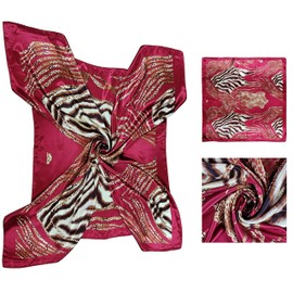 4 Pc Set Large 35 x 35 inches Satin Square Scarves Neck Hair Head Scarf Bundle, Set Y12, One Size