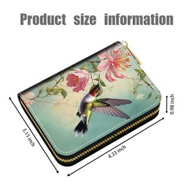 FVAENDHIO Credit Card Holder Wallets for Women, Hummingbird Flower Design RFID Blocking Small Leather Card Case Wallet Zipper Accordion Wallets, Hummingbird Flower, Fashions