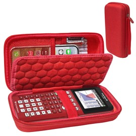 Hard Case Compatible with Texas Instruments TI-84 Plus CE/TI-84 Plus/TI-Nspire CX II CAS/TI-Nspire CX II/TI-83 Plus/Casio fx-9750GII Graphing Calculator, Storage Box with Bubble Protection-Red
