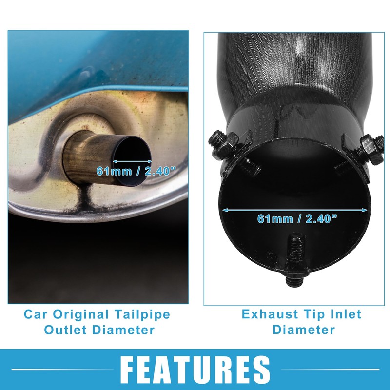 A ABSOPRO Car Exhaust Tracheal Heart Tailpipe 2.48" OD 2.64"