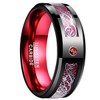 NUNCAD Tungsten Wedding Ring Celtic Dragon Red Carbide Fiber Black