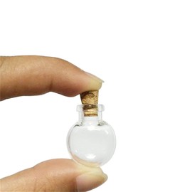 TAI DIAN Mini Oblate Glass Bottles Pendants Small Wishing Bottles with Cork Arts Jars for Necklace Pendants 10pcs (10, Oblate)