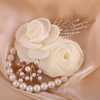 TIARTF Bridal Wrist Corsage with White Roses, Pearl Beads and
