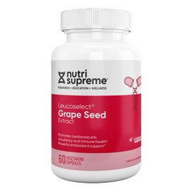 Nutri Supreme Grapeseed Extract Leucoselect, Polyphenols for Super Antioxidant Support, Cardiovascular Health, Kosher Certified 60 Capsules