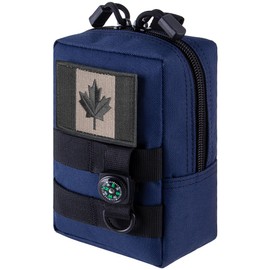 bvya Tactical Molle Pouch Multi-Purpose Compact Waist Pack Water-Resistant Small Utility EDC Pouch with CA Flag Patch for Molle Backpack, Mini Compass Included