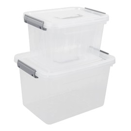 Ggbin Caja de Almacenamiento de 12 Cuartos y 6 Cuartos con Asa, 2 Paquetes, Transparente
