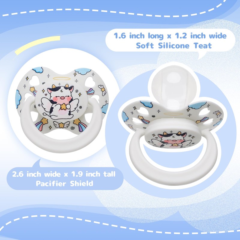 Cute Adult-Size Pacifier for Anxiety: Silicone Binky Stress Relief White