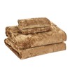 Fredsure Distressed Velvet Sheet Set, 4 Pieces Caramel Gold Queen,