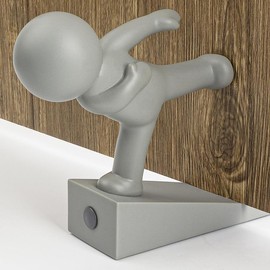 Cute Door Stop, Decorative and Sturdy, Decorative Door Stop, Lower Front Wedge Suitable for More Doors, White&Gray() - Color: Gray