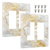 Wmhusu Outlet Covers Gold/White Marble Abstract Modern Luxury 2 Gang