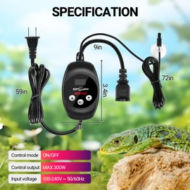REPTI ZOO Reptile Thermostat Wide Range Temperature Controller Reptile Heat Pad Digital Thermostat Waterproof Seedling Heat Mat Thermostat for Turtles, Lizards, Frogs, Hermit Crabs, Snakes, Plants
