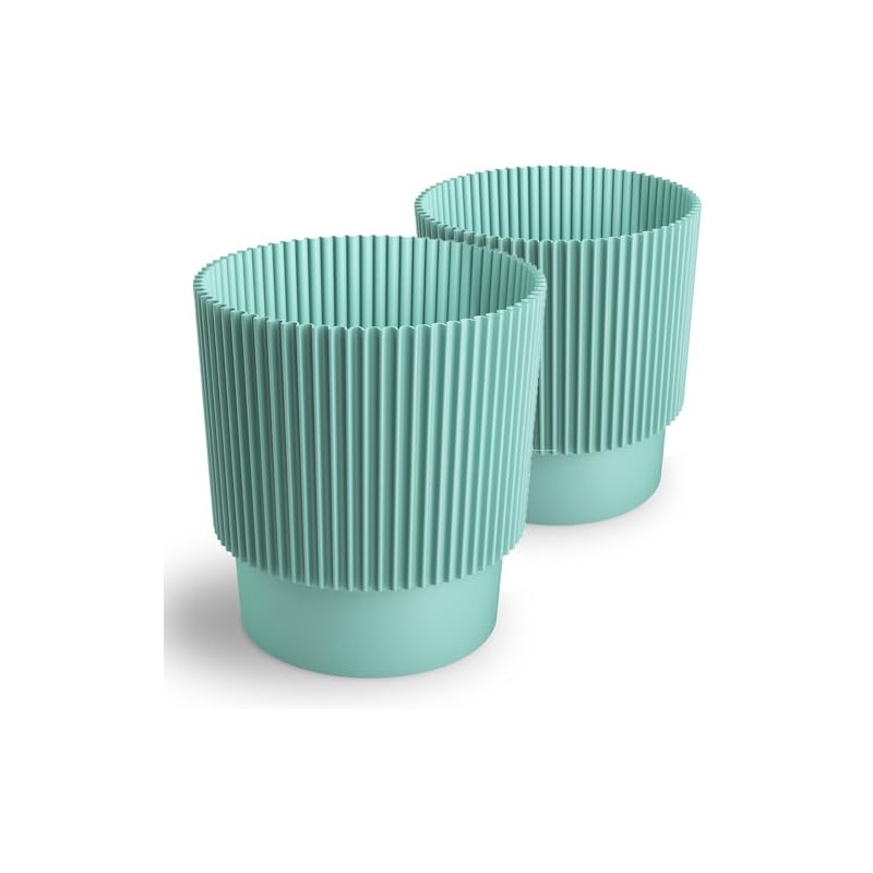 Tymar Matte Flower Pot, Pack of 2, Plastic Planter, Round