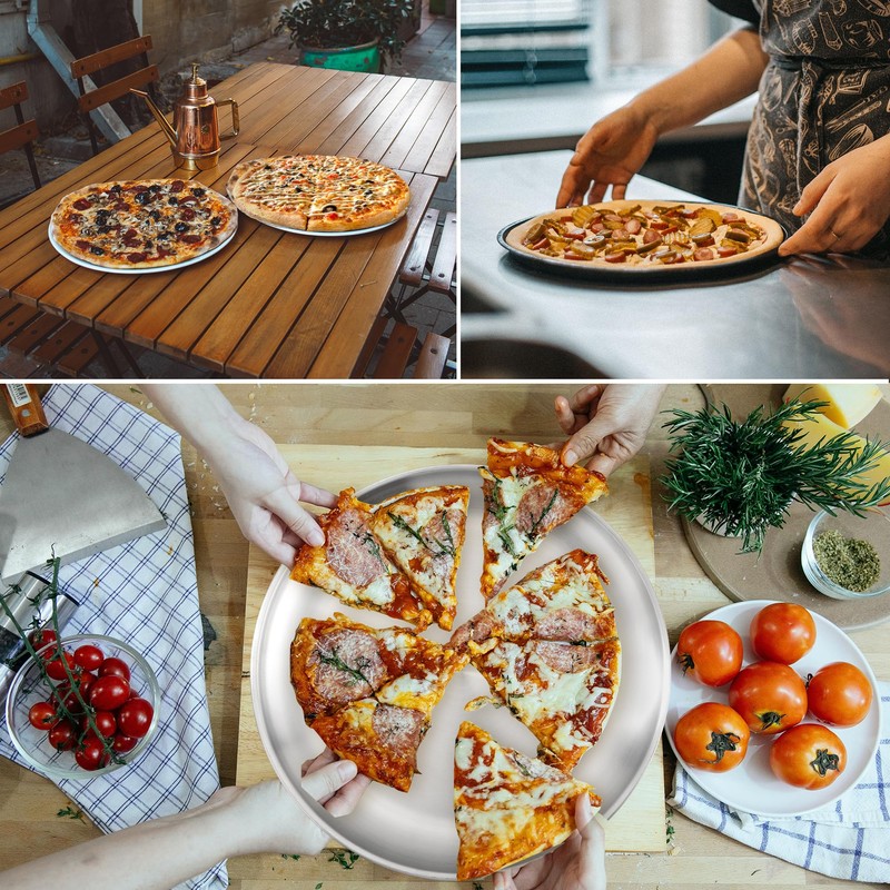 Axigundaone 6 Pcs Stainless Steel Pizza Pans 8 Inch, Non-Stick