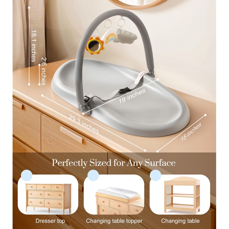 Wipe-Clean Baby Changing Pad, Waterproof Durable PU Pad, Soft &