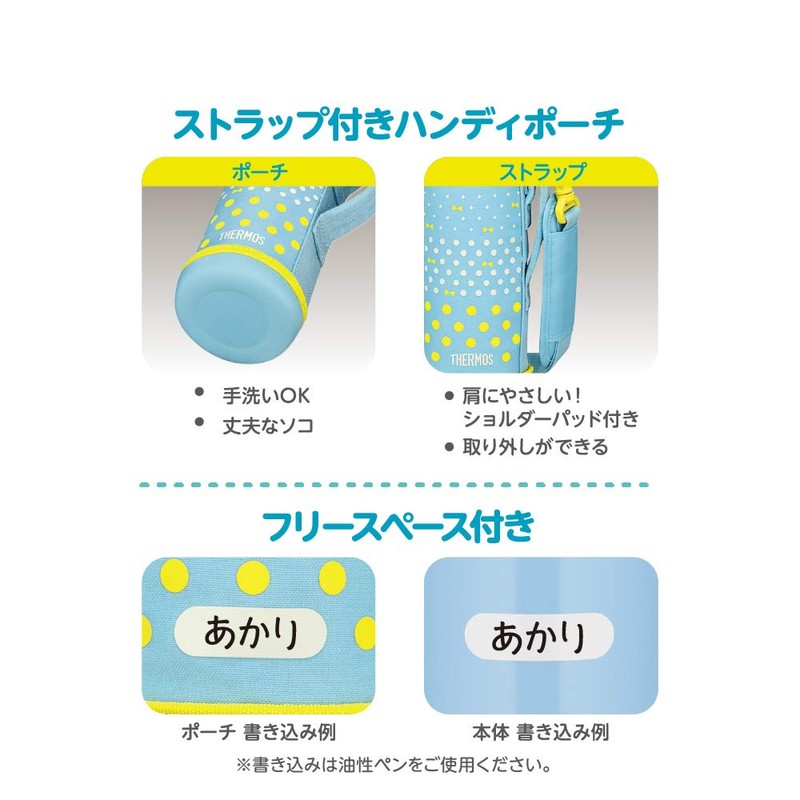 Thermos FJJ-800WF MTD Vacuum Insulated 2-Way Bottle, 0.8L/0.83L Mint Dot