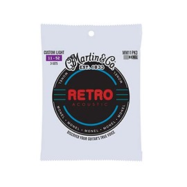 Martin Retro MM11 3 Pack Monel Custom Light Acoustic Guitar Strings