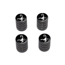 GRAPHICS & MORE Scorpion White on Black - Tire Rim Valve Stem Caps - Black