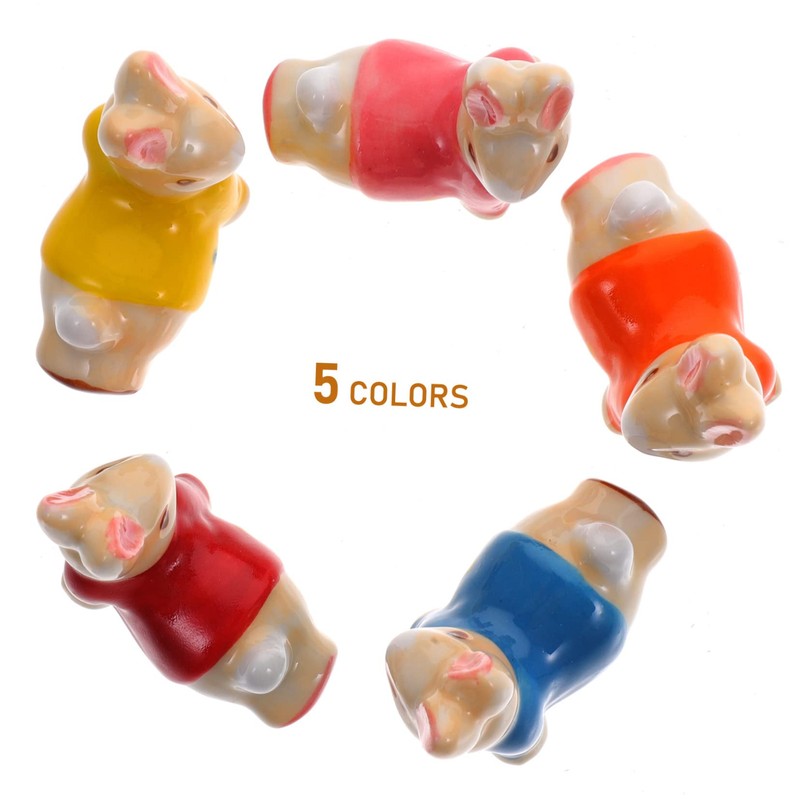 RORPOIR 5Pcs Cute Rabbit Ceramic Chopstick Holder Set Decorative Animal