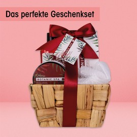 accentra Cherry Spa Gift Set in Seagrass Basket, Bath Set and Shower Set - 5-Piece Gift Set in Decorative Seagrass Basket, Birthday Gift, Wellness Set for Women