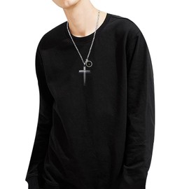 Uloveido Stainless Lord Prayer Necklace Black Cross Pendant with Mustard Seed Round Charms Y632-Y675 (Black, Round)