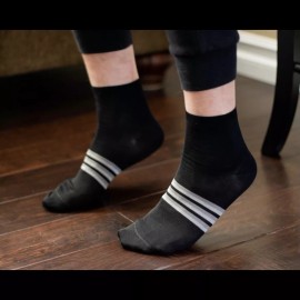 Prestigio Mens Italian Luxury Ankle Socks, Size 8.5-11, 100% Mercerized Cotton, Black