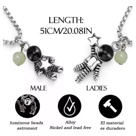 TECNOLOGÍA INFINITA Light Up Pareja Pulsera Collar Imán Astronauta Amistad 4 Pcs