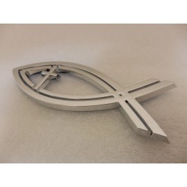 fish JESUS Cross Religious Logo Christian Fish Symbol Chrome Car Truck Emblem 5in