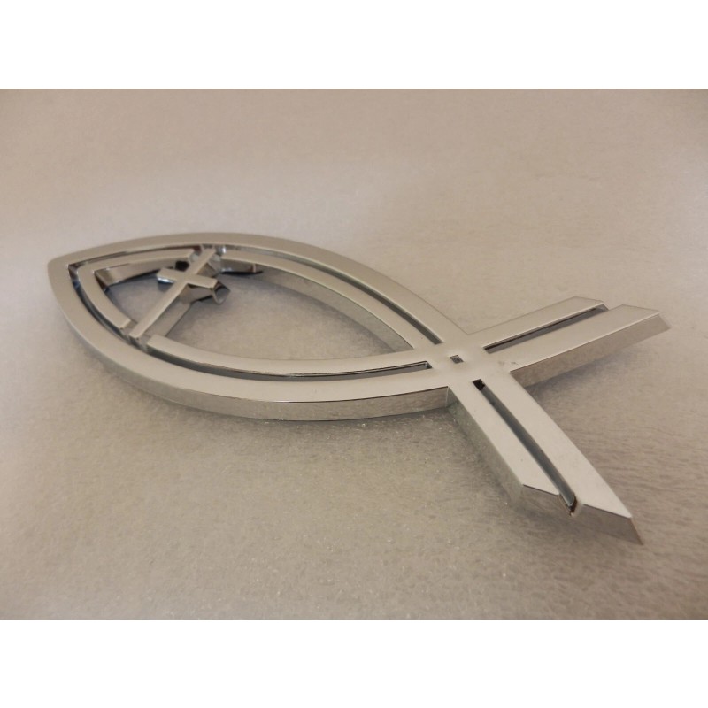 fish JESUS Cross Religious Logo Christian Fish Symbol Chrome Car